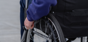 Elderly person in a wheelchair