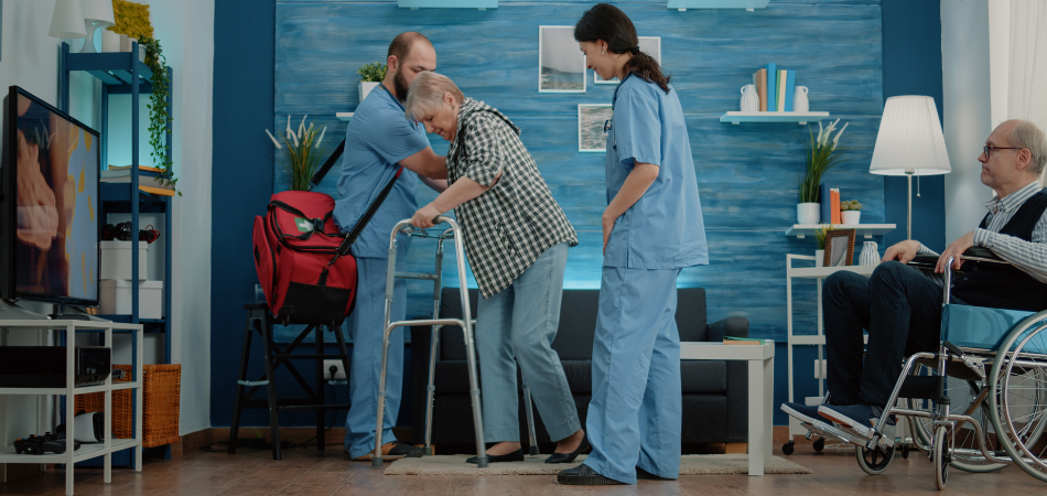 Woman with walking frame